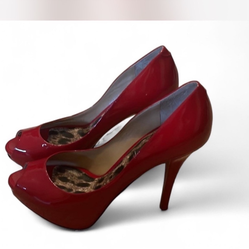 Dolce & Gabbana Glossy Red Peep-Toe Heels